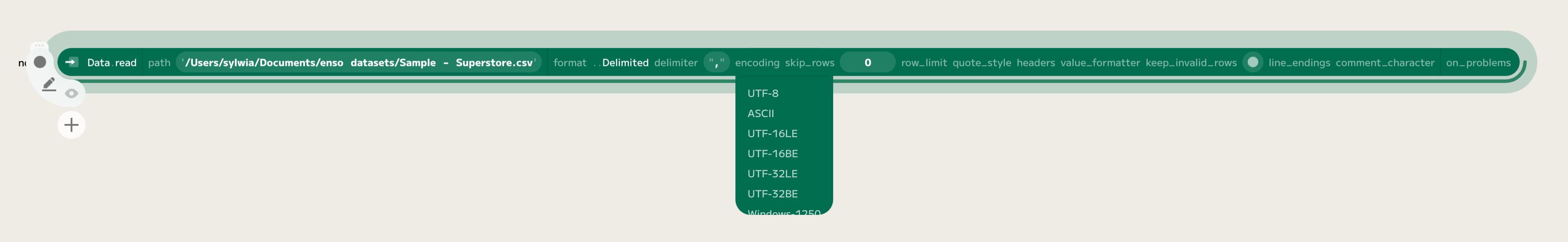 Encoding Dropdown